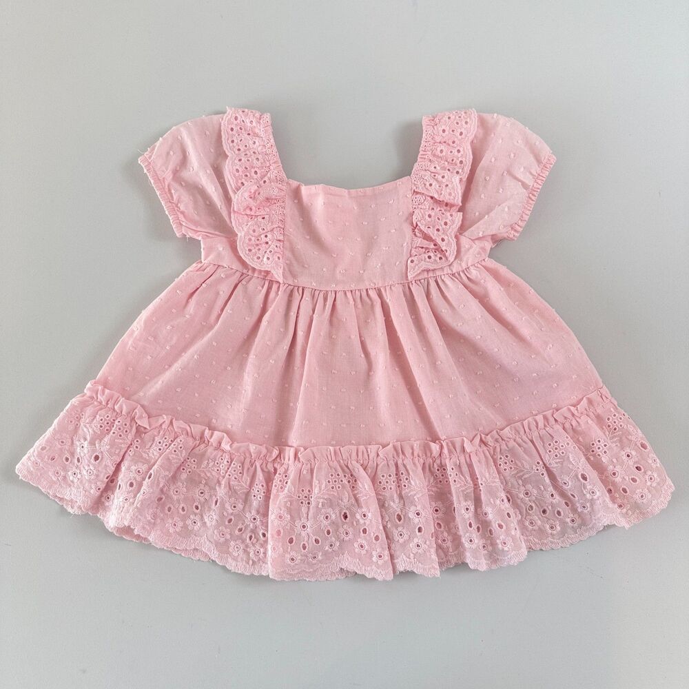 Shabby Chic Girls Pink Eyelet Ruffle Top Lined Size XS - 4   New With Tags
